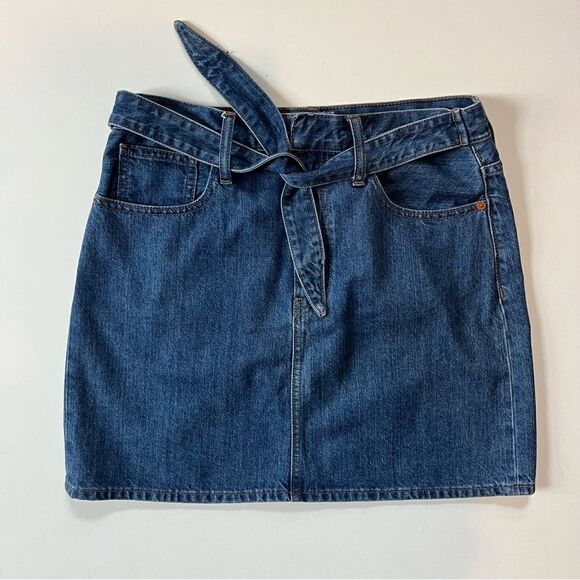 Madewell Rigid Denim Straight Mini Skirt in Haydel Wash: Tie-Waist Edition 28 - Picture 5 of 11
